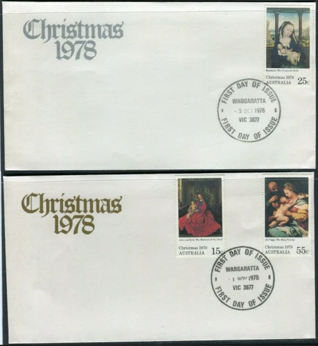 1978 Australia Christmas Issue Set Of 3 On 2 First Day Cover's, Good Condition