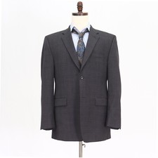 Calvin Klein 42R Gray Sport Coat Blazer Jacket Check 2B Wool