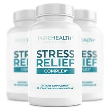 Stress Relief Supplement, Cortisol Blocker, Mood Support, PureHealth Research x3