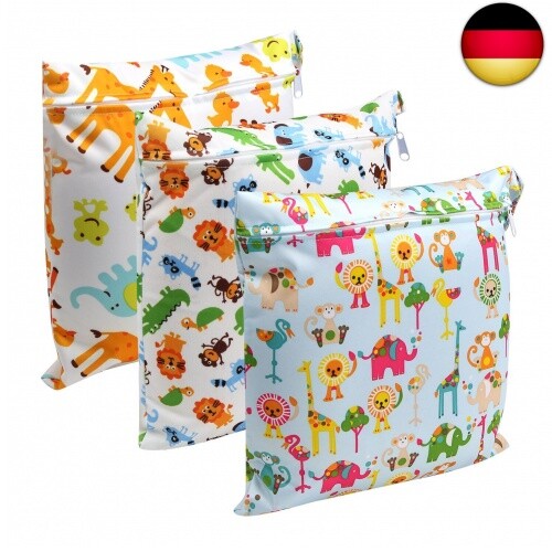 3 Stück Windeltasche Wickeltasche Wetbag Nasstaschen Set 1 (Set 1)