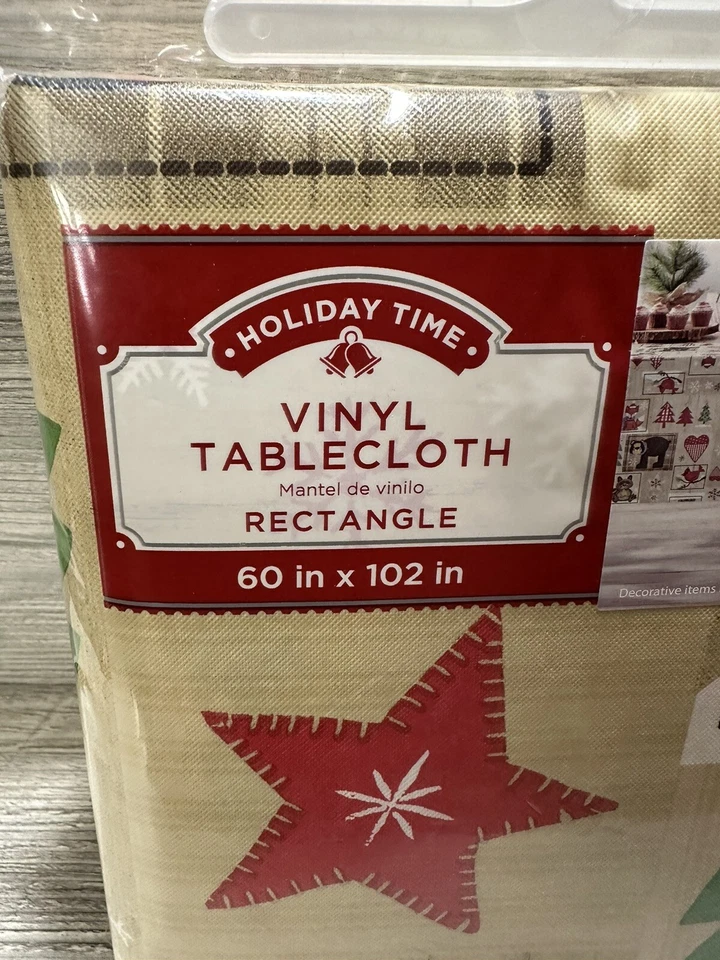 New Holiday Time Tablecloth Print Vinyl Rectangle 60" X 102” Fox, Cardinal, Bear - Image 2 of 4
