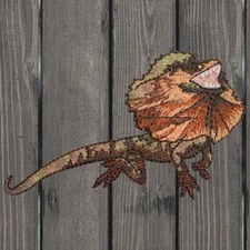 Frill-Neck Lizard Embroidered Patch — Iron On