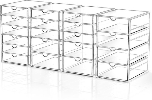 20-Drawer Acrylic Organizer Set: Makeup, Office, Jewelry & More Storage