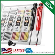 Mechanical Carpenter Pencils Set with 26 Marker RefillsDeep Hole Marker Const