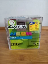 NEW IMATION 3.5" 2HD Neon 10 Pack Diskettes 1.44MB IBM Formatted. New. Sealed 