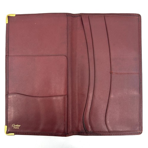 Cartier Must Line Gold Wallet Leather Bordeaux Red Card Case authentic - Picture 10 of 12