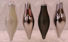 4  x  Weihnachtszapfen, ECHTGLASS, Weihnachtstropfen, Baunschmuck, hoch glänzend