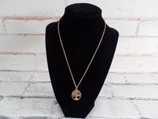 New Womens Tree Of Life Pendant Necklace Gold-Tone Lobster Clasp 17" Cable Chain