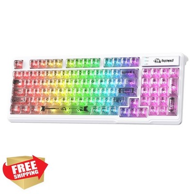 FREEWOLF M95 Transparent RGB Gaming Keyboard White
