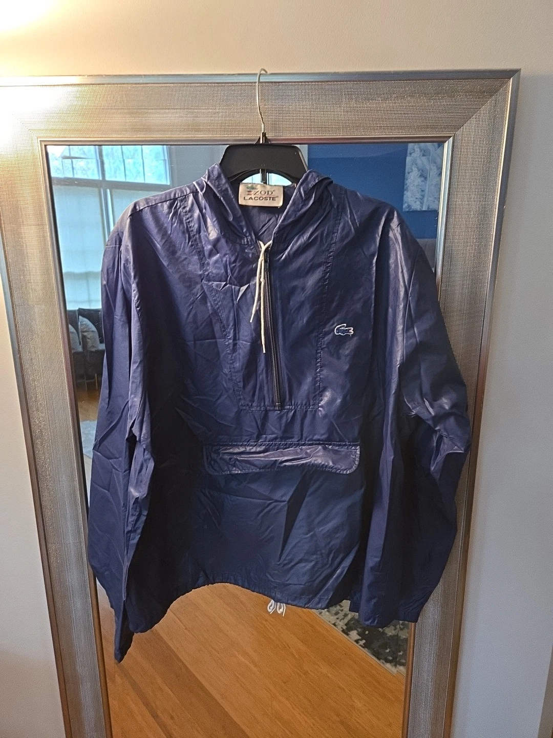 Men's Vintage Blue Lacoste Windbreaker/Poncho XL