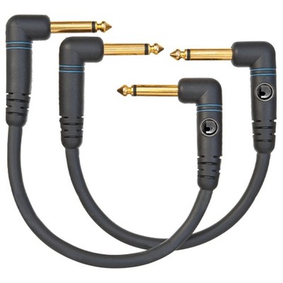 D'Addario Custom 1/4'' Right Angle Patch Cable, 6'', 2-Pack