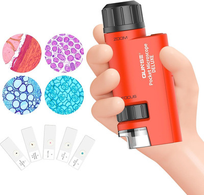 Pocket Mini Small Microscope, 60X-120X Handheld Microscope LED Lighted Zoom with