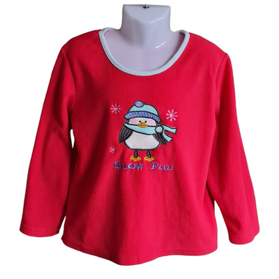 Primark Mädchen Langarm Fleece Pullover Gr. 116 - 6/7 Jahre Pinguin Motiv