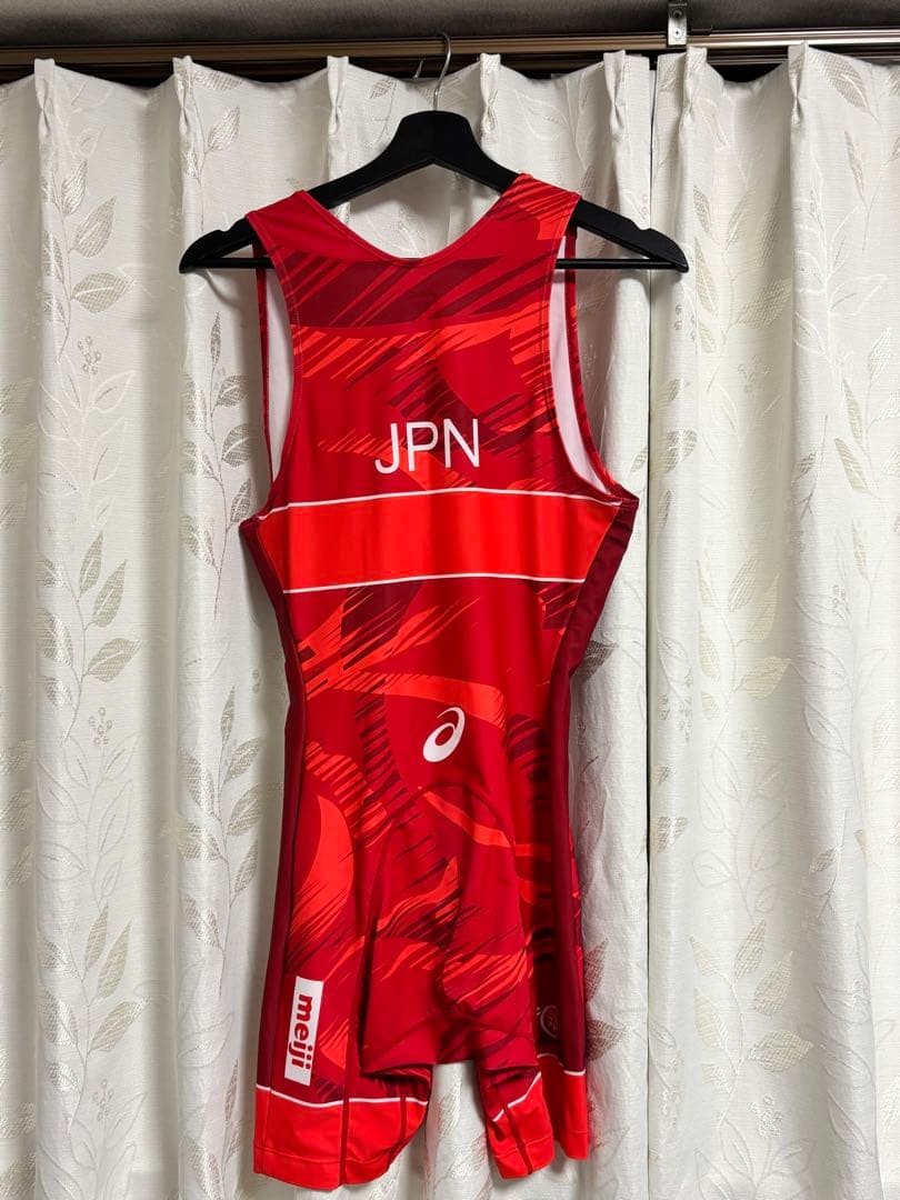 ASICS JAPAN WRESTLING TEAM ジャージ XL ASICS Japan Wrestling Singlet XL Red Team JPN Uniform Rare