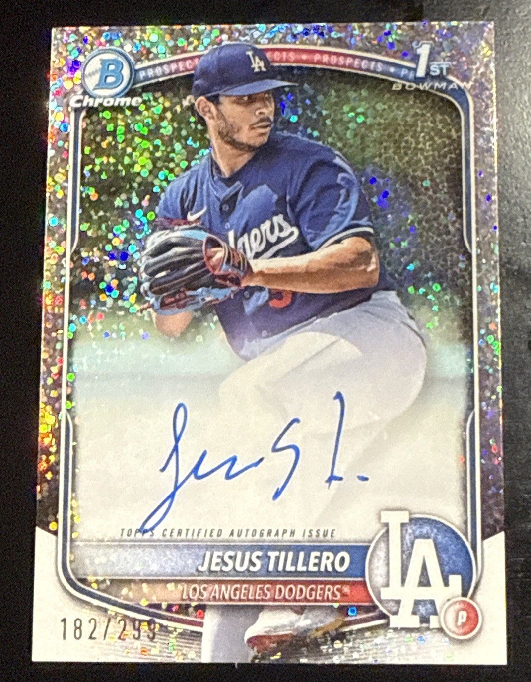 2025 Bowman Chrome Jesus Tillero Speckle Refractor Auto #187/299 Dodgers CPA-JT