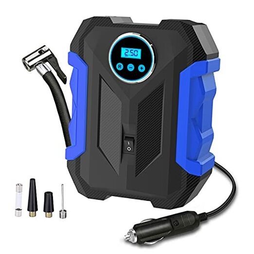 Digital Air Compressor for Car Auto Pump Portable Tire Inflator with LED Blue