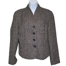 Coldwater Creek Womens Tweed Blazer Sz 12 Button Front Old Money Academia Carer