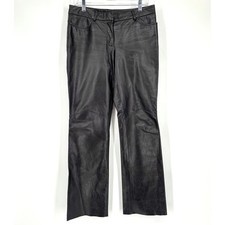 Retro EXPRESS Genuine Leather Bootcut Pants Size 7/8 Black Mid Rise Long Y2K 90s