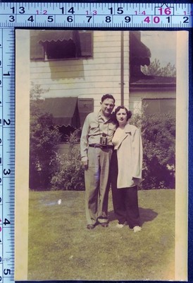 1951 Man with Camera Around His Neck Photographer Old Color Photo Snapshot #2
