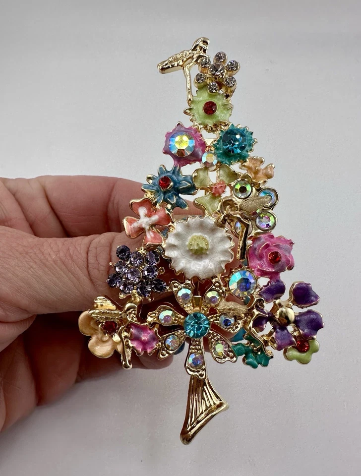 Nuevo broche prendedor árbol de Navidad con estrás esmaltado inspirado en el diseñador GT 3,5" Foto 4 de 4