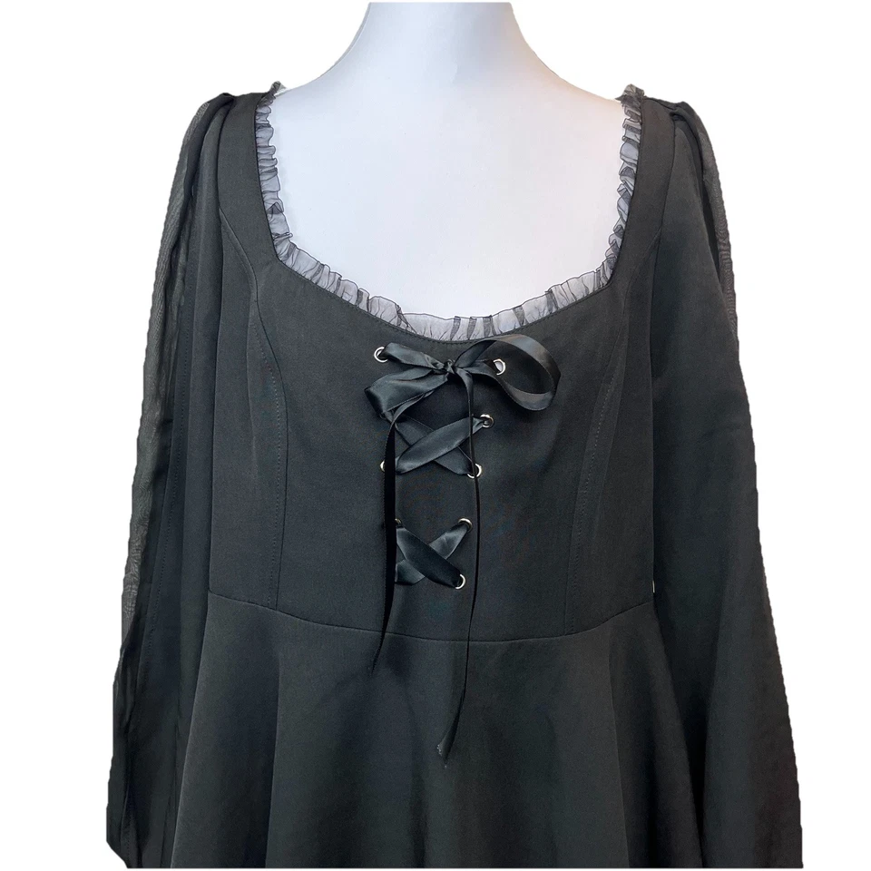 Punk Rave Goth Dress 2XL Lolita Black Witchy Vamp Steampunk Dress Mesh Emo - image 4 of 4