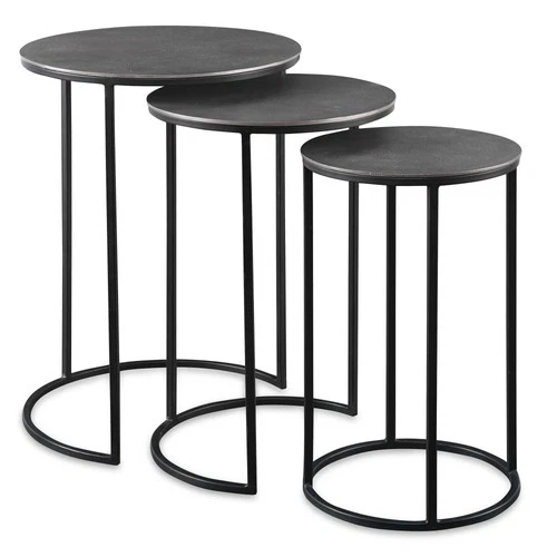 Erik - 23.7 inch Metal Nesting Tables (Set of 3) Accent Furniture Uttermost - Picture 1 of 9