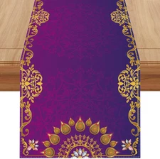 Linen Diwali Table Runner 72 Inches Long Diwali Table Cloth Diwali Table Decorat