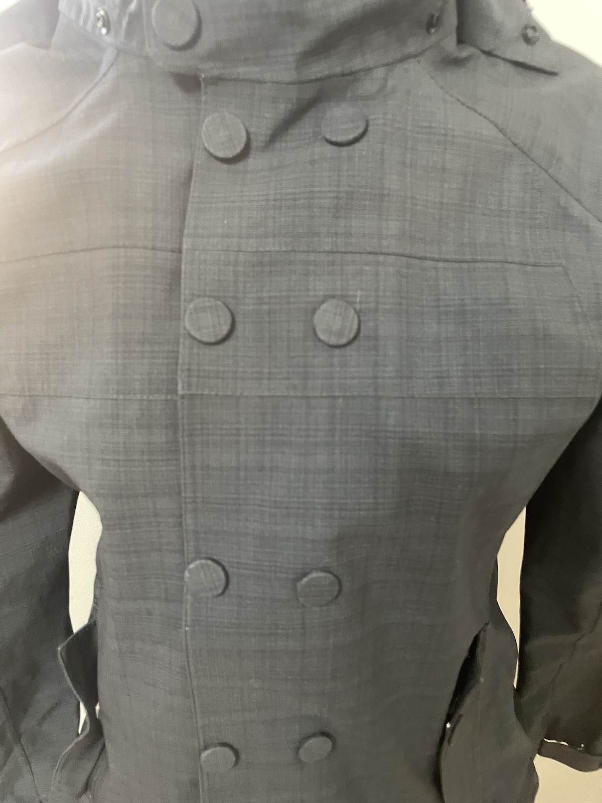 Hooded Jacket Gray Full Zip Snap Front Pockets RN… - image 2