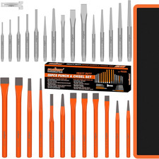28-piece Heavy Duty Punch And Chisel Set Including Taper Cold Chisels Pin Ce 28-piece Heavy Duty Punch And Chisel Set Including Taper Cold Chisels Pin Ce