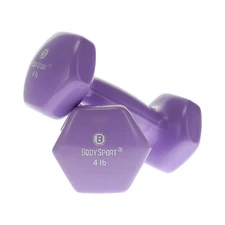 Body Sport Vinyl Coated Dumbbell – Exercises – Strength Training - 4 lb Pair
