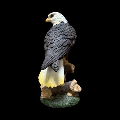 Polly Resin  American Eagle Perching on Tree Branch Resin Figurine Statue 13in