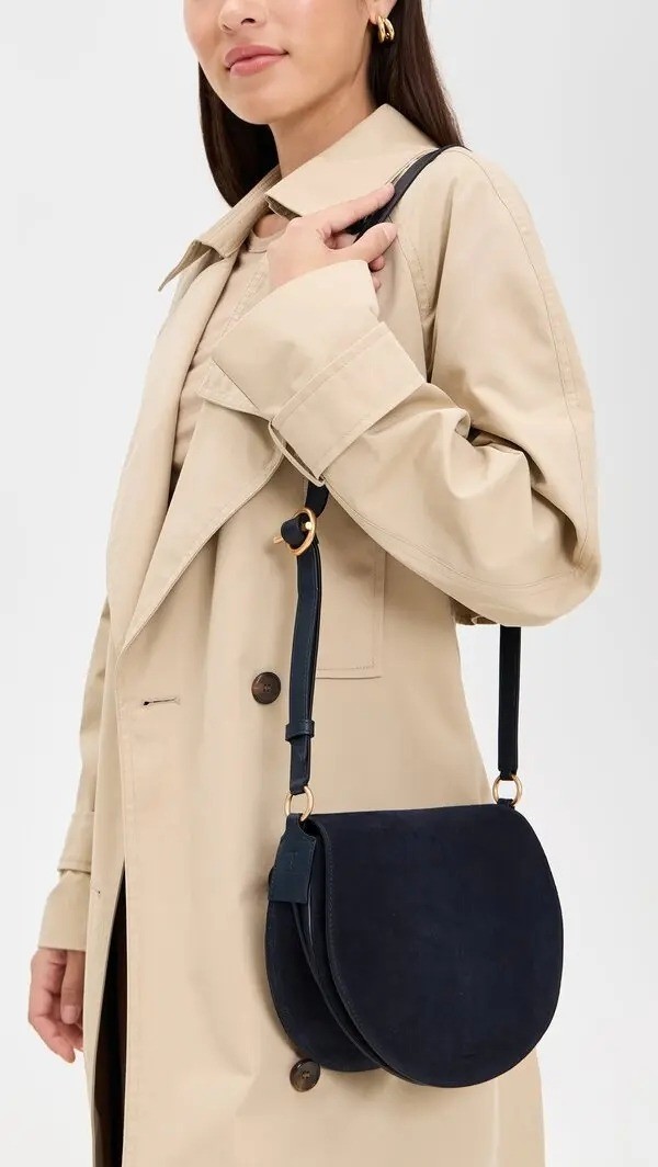 Wandler Kate Saddle Bag Orion Suede & Leather Navy Blue $775