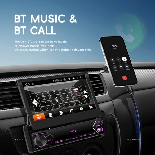 7" Autoradio Radio Single 1 DIN Flip Out Touchscreen MP5 Player USB Bluetooth - Bild 11 von 22