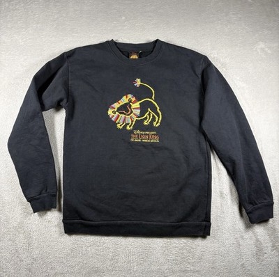 Vintage Disney The Lion King Broadway Musical Youth L Black Crewneck Sweater#527