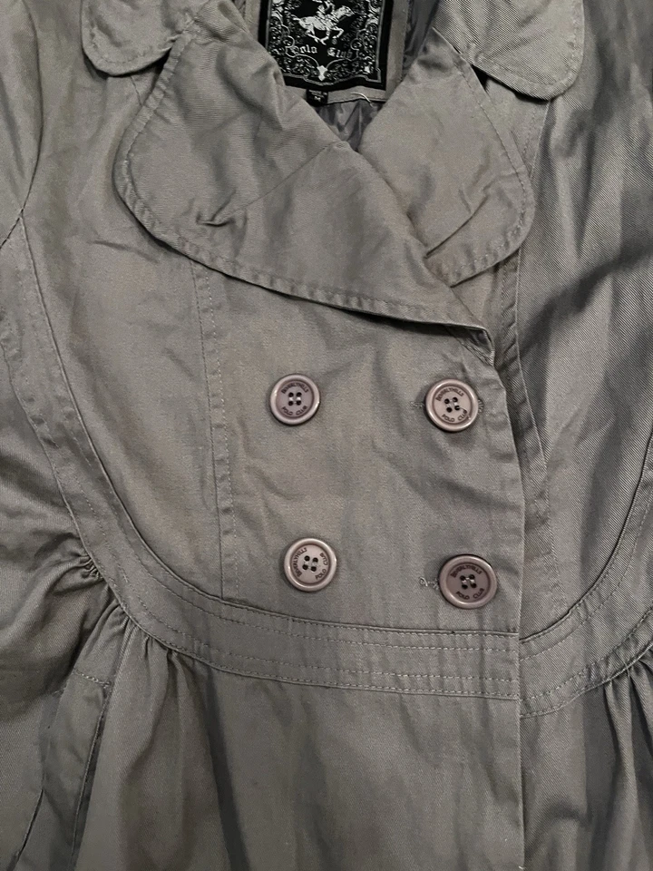 Gabardina vintage Beverly Hills Polo Club gris con botones Foto 3 de 4
