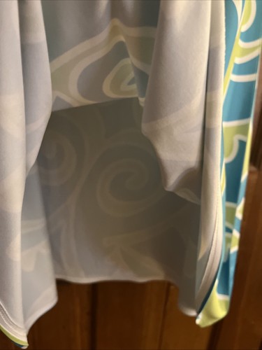 Before + Again - SILKY Lime Green and Aqua Pull on Skirt - Size XS (0950) - Picture 12 of 14