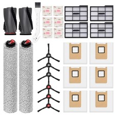 26 Count Replacement Kit for Eufy E25 / E28: 1 Pair Main Brushes, 2 Roller Mops,
