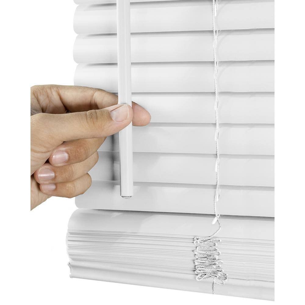 White Cordless Room Darkening Vinyl Mini Blind with 1 In. - 72 In. W X 72 In. L
