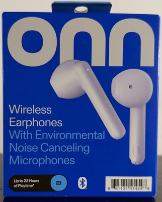 ONN Wireless Earphones w/ Environmental Noise Canceling Microphones BLACK -NEW!