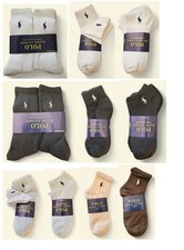 Polo Mens Ralph Lauren 6 Pair Socks Classic Sport Cushioned Shoes Size 6-12.5
