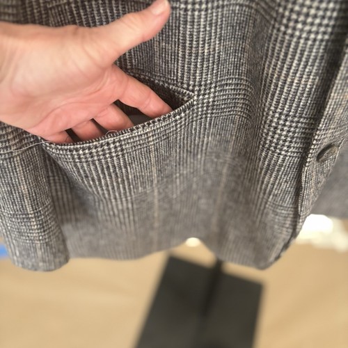 Vintage Bill Blass Camel Hair Blazer Plaid Sport Coat Sz 46 L Elbow Patch - Picture 14 of 16