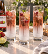 Rekorderlig Cider Glasses Set of 3 — 568ml Frosted Highball Rastal Summer Lovin