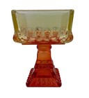 Vintage Amberina Jeannette Glass Pedestal Candy Dish No Lid
