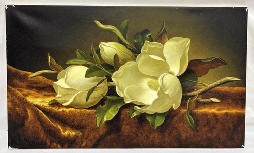 Martin J. Heade Magnolias sobre Terciopelo Dorado Pintura al Óleo IMPRESIÓN sobre Lienzo Repro - Imagen 2 de 10