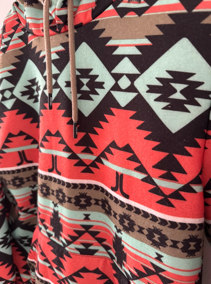 WEZC: Moletom com capuz Native American Heritage Month laranja/verde/preto unissex P lindo - Imagem 4 de 4