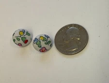 BEAUTIFUL BUTTONS - FLORAL COVERED - ROUND - SHANK - 1/2"--8 BUTTONS IN A SET