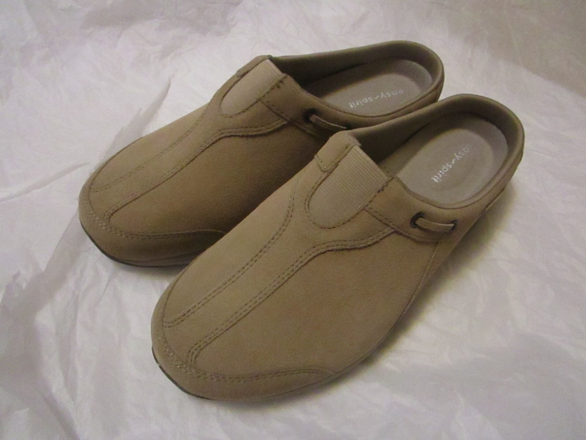 Easy Spirit Travelknot 23 Clogs Medium Natural Tan Suede Women's Size W  *new*