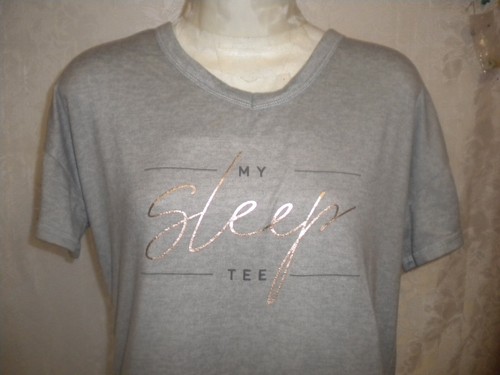 DANSKIN Pullover Nightshirt Short Sleeve Sweet Sleep Tee Gray SZ M Box08 - Picture 3 of 5