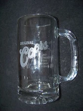 Original Coors handled clear glass tankard mug Colorado Ski Hall of Fame Ford