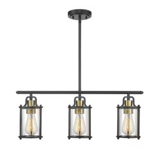 Emliviar Modern 3-Light Black  Gold Kitchen Island Pendant Lighting Chandelier